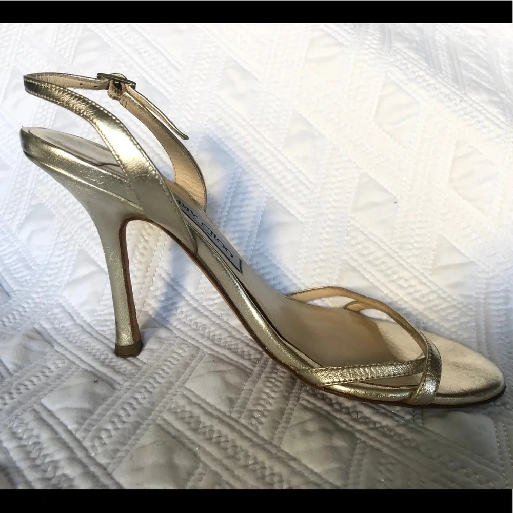 Jimmy Choo Metallic Gold Strappy Sandals 36.5